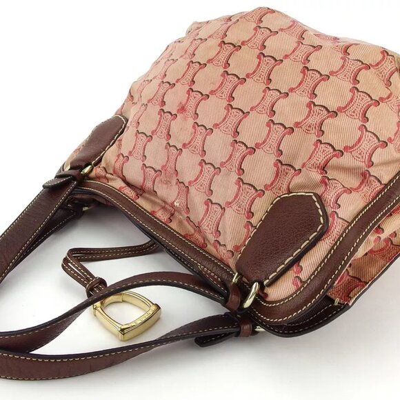 CELINE shoulder bag macadam pink coating canvas ?~ leather Authentic - Picture 3 of 9